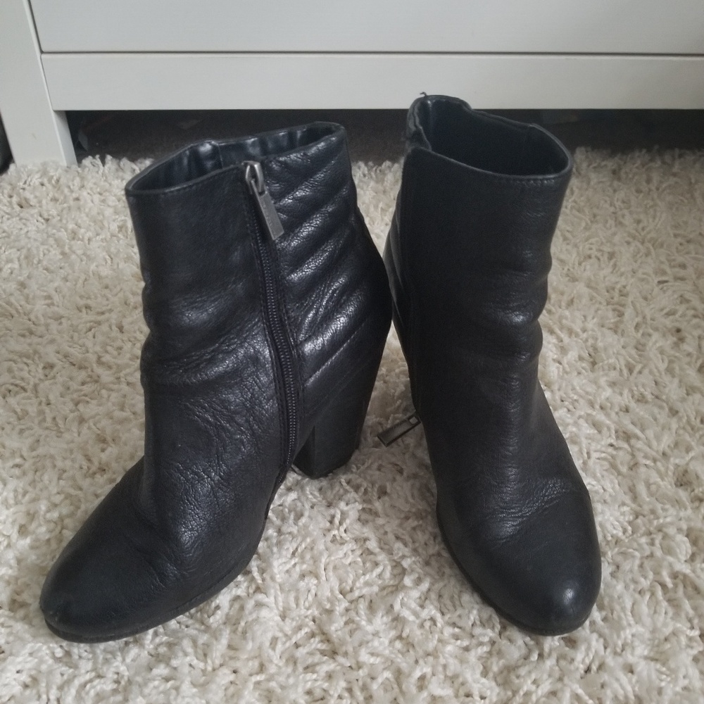 Vince Camuto leather heel booties